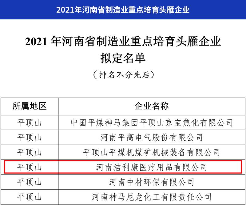 2021年河南省制造业头雁企业
