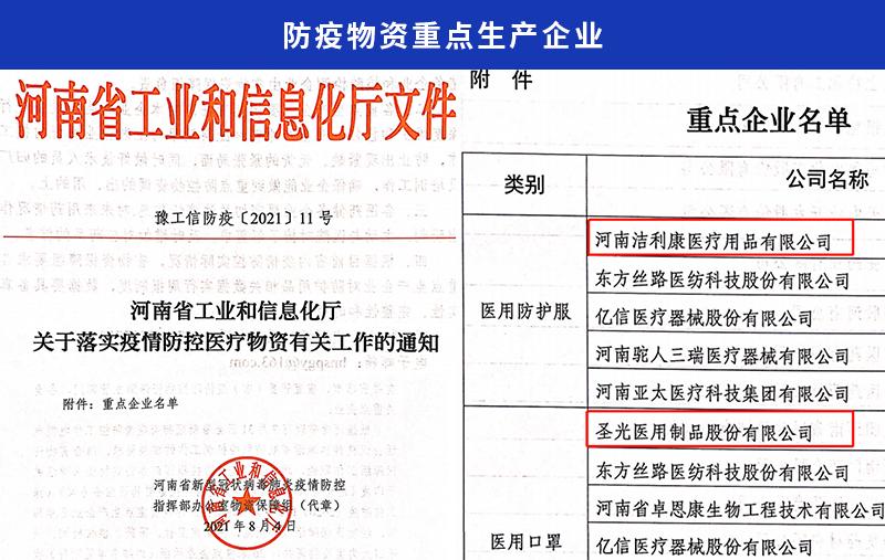 防疫物资重点生产企业